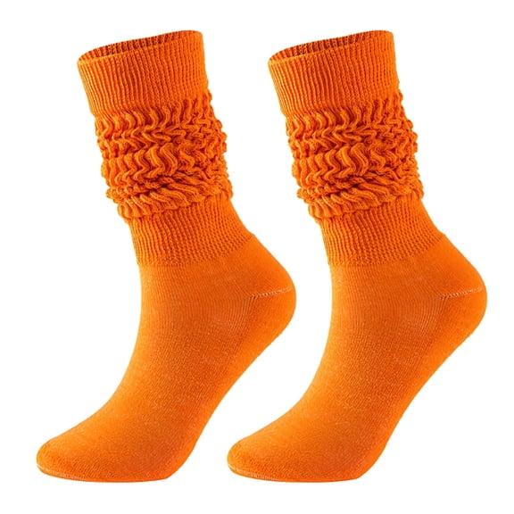 TELOLY Crew Socks Slouch Socks Medium High Tube Bubble Socks Fashionable and Versatile Socks for Men and Women, Fluffy Cotton Socks, Orange, One Size
