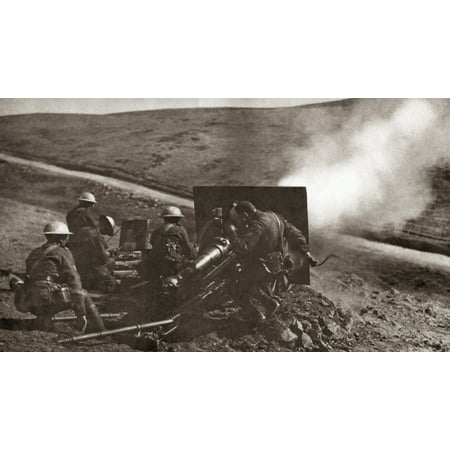 World War I Serbia Nbritish Artillery Aiding Serbian Troops On The Balkan Front During World War I The Recoil Of The Gun That Has Just Been Fired Has Knocked The Helmet Off The Gunner Photograph