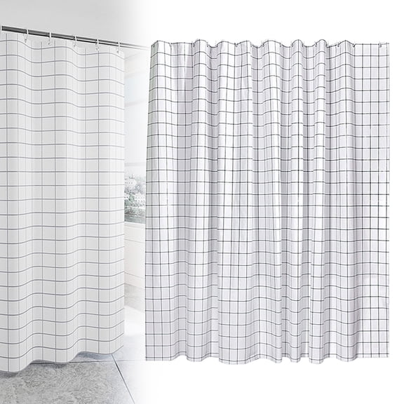Xoxingysm Shower Curtain Bath Grid Shower Curtain Liner for Bathroom Fabric Shower Curtain Set with and Hooks Machine Washable Easy Easy Care
