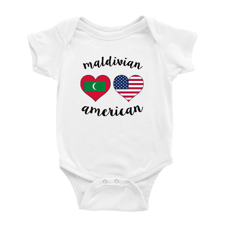 

Maldivian American Flag Two Hearts Cute Baby Bodysuit Baby Clothes (White 12-18 Months)