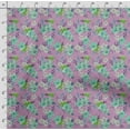 thumbnail image 4 of Soimoi Watercolor Floral Printed, Japan Crepe SatinFabric, By The Yard 54 Inch Wide, Decorative Sewing Fabric For Dresses, Kimonos, Gowns, Purple, 4 of 5