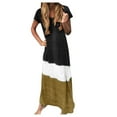 thumbnail image 1 of Women Plus Size Daily Tie-Dyed Color Block Loose V Neck Short Sleeve Dress, 1 of 2