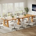 thumbnail image 5 of Tribesigns Large Conference Table, 70.9 Inches Rectangular Office Desk, Rustic Wood Conference Meeting Room Table for 6-8 People, Breakroom, Reception Office Furniture (Brown), 5 of 11