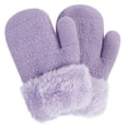thumbnail image 1 of Guantes térmicos gruesos de punto con forro polar, unisex, lindos y cálidos, para niños y niñas, morado, M, 1 of 5