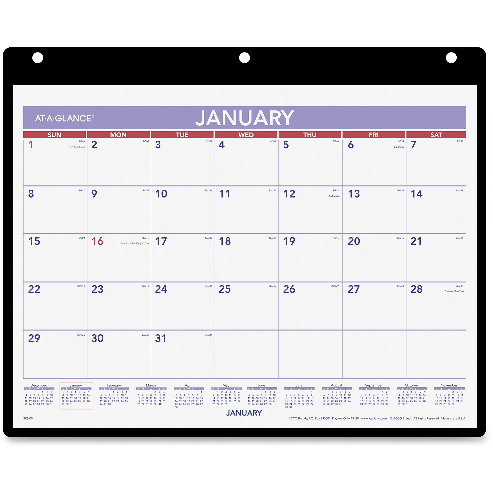 At A Glance Monthly Desk Wall Calendar With Poly Holder Walmart