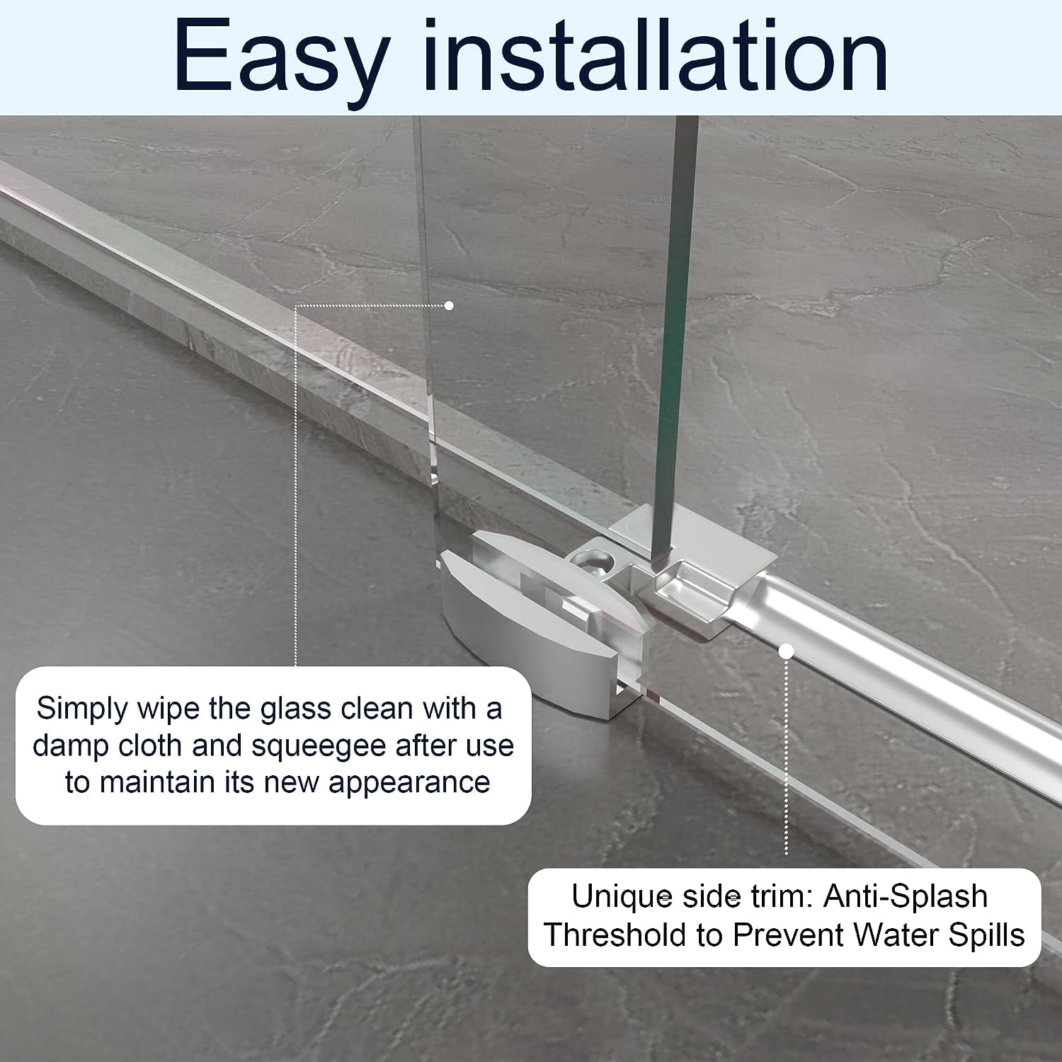 Kullavik Glass Shower Door, 56-60" W x 75" H Frameless Shower Door, Sliding Shower Door with 5/16" (8mm) Certified Clear Tempered Glass, Brushed Stainless Steel Hardware Shatterproof Shower Door