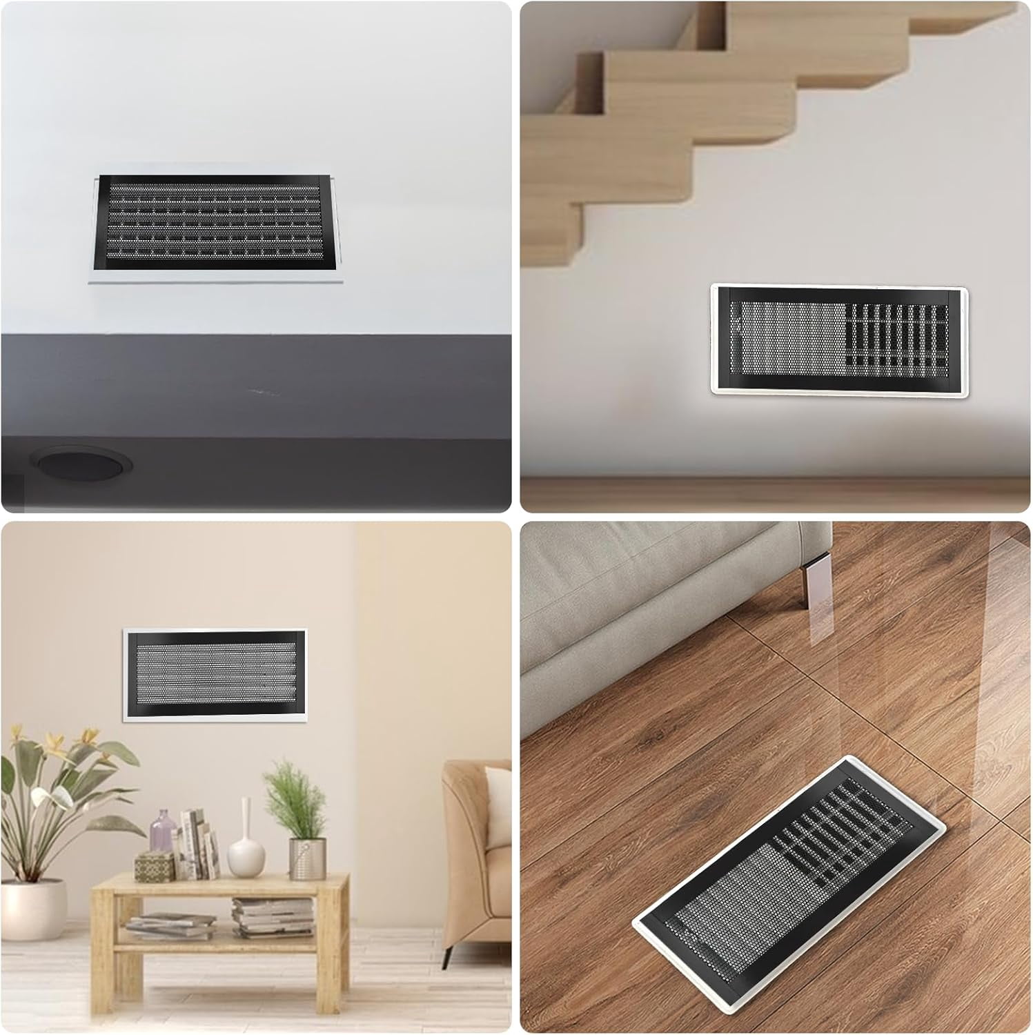 4P Magnetic Floor Vent Covers 4 x 10 Inch Air Vent Screen Cover Magnetic Floor Register Vent Covers Magnetic PVC Vent Mesh for Home Wall Ceiling Floor Catches Debris