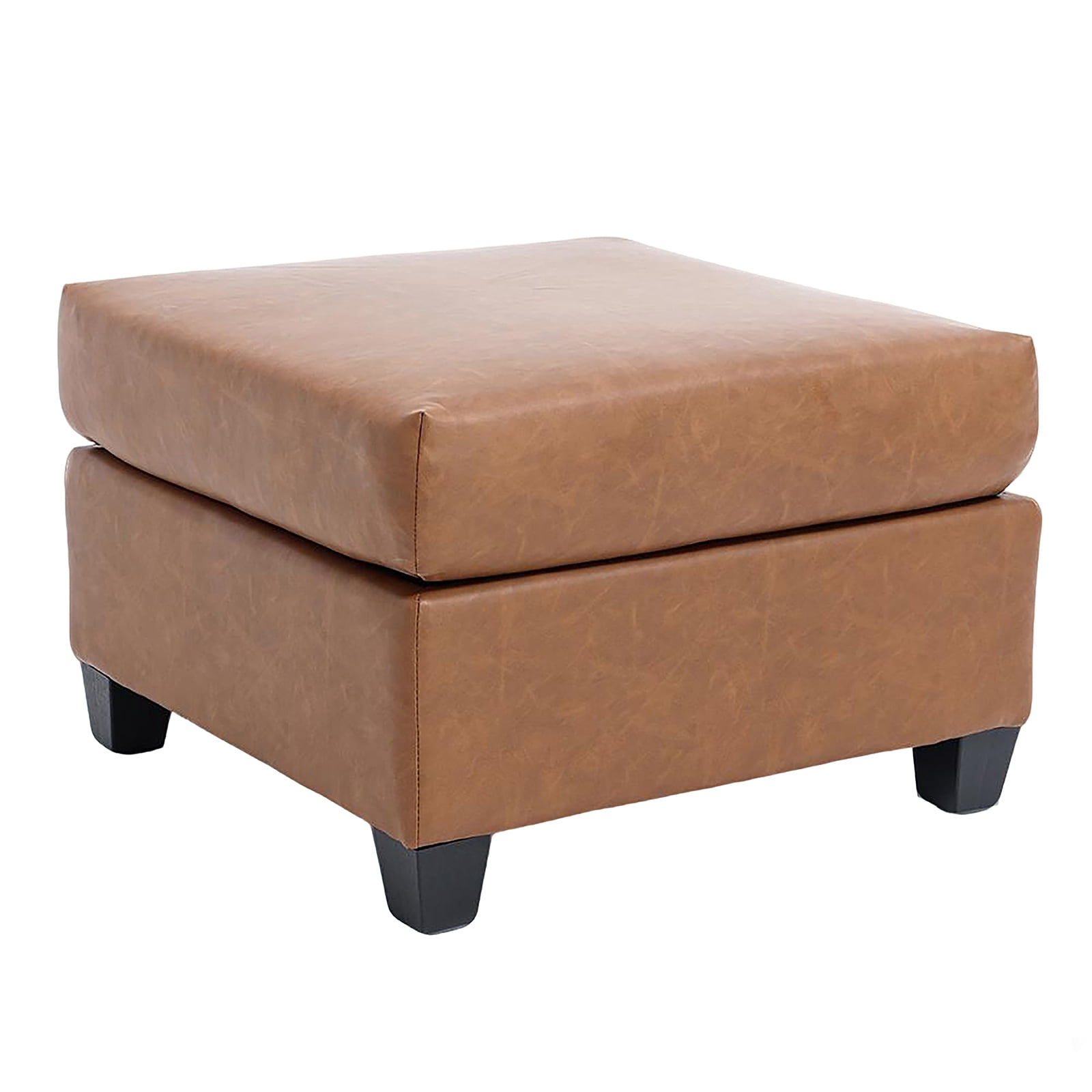 25.5'' Vegan Leather Square Ottoman with Storage Function - Brown