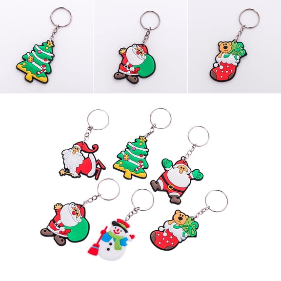 Toddmomy 12Pcs Funny Keychains Cartoon Santa Claus Silicone Pendant for Kids Bag and Cell Phone
