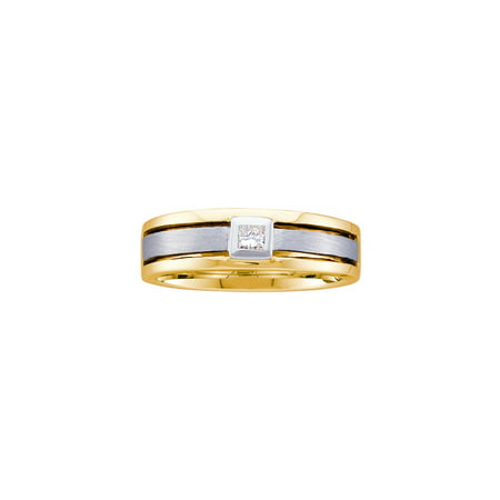 14kt Two-tone Gold Mens Princess Diamond Wedding Band Ring 1/6 Cttw