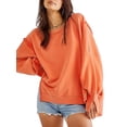 thumbnail image 1 of Faithtur Sweat-Shirts de Couleur Unie à Manches Longues Col Rond Épaule Drop Pulls Pulls Pulls d'Automne, 1 of 5
