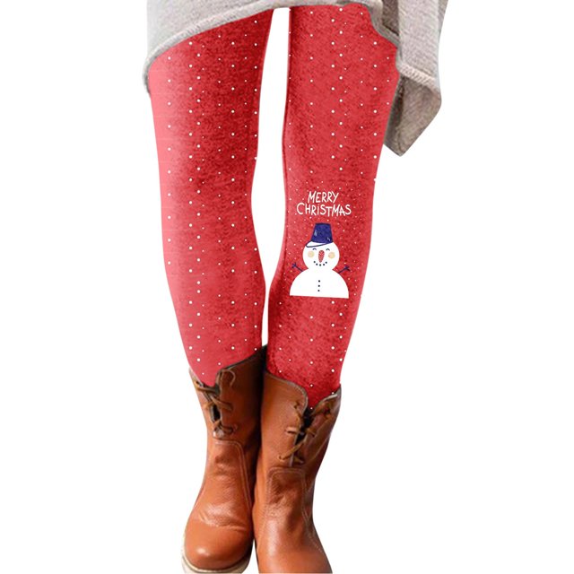 Gibobby Conjunto de leggings y top para mujer Leggings que combinan con todo, pantalones estampados de Navidad, pantalones de mujer de bota larga ajustados elásticos informales (Rojo, M)