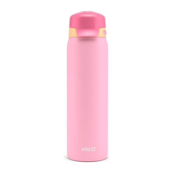Ello Flip & Fill 22oz Stainless Steel Water Bottle, Beach Peach