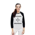 thumbnail image 2 of Thread Tank Happiness Grandma Unisex 3/4 Sleeves Baseball Raglan White Black Medium, 2 of 4