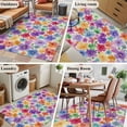 thumbnail image 5 of 3'x5' Rug for Living Room Bedroom, Colorful Flowers Washable Area Rugs Non-Slip Carpet Mats, Spring Farmhouse Watercolor Floral Beige Indoor Low Pile Area Rug Runner for Kitchen, Mudroom, 5 of 8
