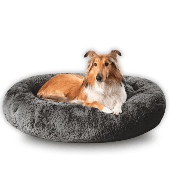Camita Bienestar Cama Redonda Antiestrés para Perros Doble Vista Memory Foam Grande 100cm - Gris