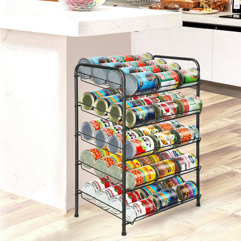 Can Organizer for Pantry, Can Rack Organizer Holds up 60 Cans, Can Storage  Organizer Rack for Canned food Kitchen Cabinet Pantry Countertop, Black 