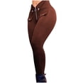 thumbnail image 1 of Gibobby Pantalones de Casuales Skinny Fitness Out Pantalones Leggings altos Cremallera Diseño Cintura Mujeres Pantalones de entrenamiento abotonados Pantalones de yoga(Marrón， S), 1 of 5