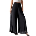 thumbnail image 2 of Women'S Chiffon Dress Beach Wide Leg Palazzo Pants Trouser Black L, 2 of 9