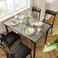 thumbnail image 3 of Maritcute Dining Table Set for 4. Kitchen Table and Chairs. Metal and Wood Rectangular Dining Room Table Set with 4 Upholstered Chairs. 5-Piece Dining Set for Small Space and Apartment. Rustic Brown, 3 of 9