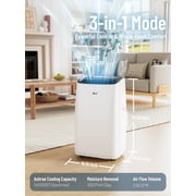 DuraComfort 14000 BTU Portable Air Conditioner, 10500 BTU SACC 3-in-1 AC Unit for 450 Sq.Ft Rooms, White