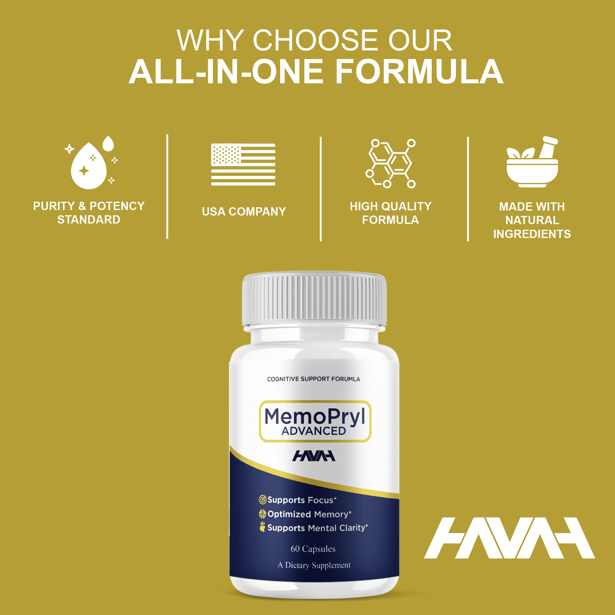 (2 Pack) Memopryl Advanced Brain Health Capsules, Memo Pryl Daily Nootropic Support (120 Capsules)