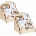 thumbnail image 1 of 2 juegos de expositores de tarjetas de felicitación de 4 niveles, de madera, para coleccionistas, portátiles, para tarjetas de cumpleaños, multiusos, para pegatinas., 1 of 9