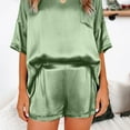 thumbnail image 2 of IROINNID Women's Two Piece Sets Silk Solid Sleepwear Nightwear with Shorts Casual Pajamas Sets,Green, 2 of 3
