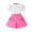 Hot Pink, variant on Toddler Girl 2PCS Summer Outfits Puff Short Sleeve Ribbed Knit Tops Mini Skirt Set Cute Girl Clothes (Hot Pink, 6 Years)