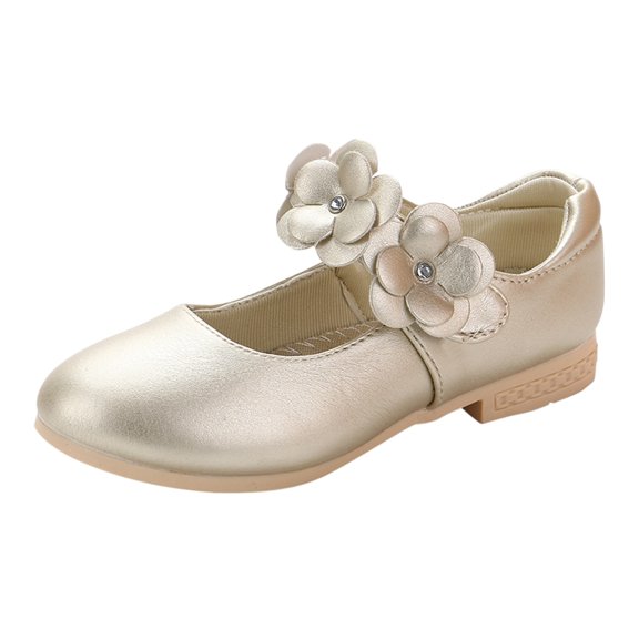 NOKIO Girls Wedding Shoes Flower Dress Shoes Princess Mary Jane School Uniform Dress Shoes with Strap in Graduation, Prom and Daily Flats for Kid Girls Wedding Party Princess Shoes