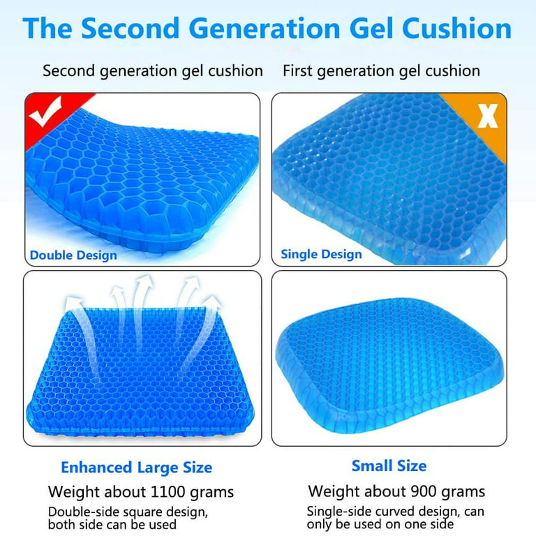 Rongbaor Gel Seat Cushion, Extra-Large Egg Seat Cushion Thick Breathable Office Chair Cushion Honeycomb Design Pain Relief for Car Wheelchair with 2