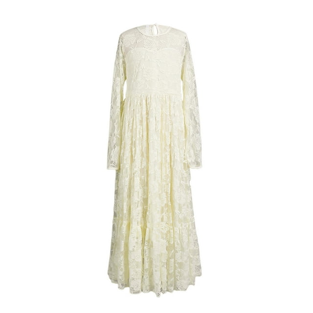 Kcodviy Robe en Dentelle pour Enfants Princesse Robe de 12 Mois Ceinture à Nouer Robe Vintage Filles Robe Longue Chic Robe de Demoiselle d'Honneur