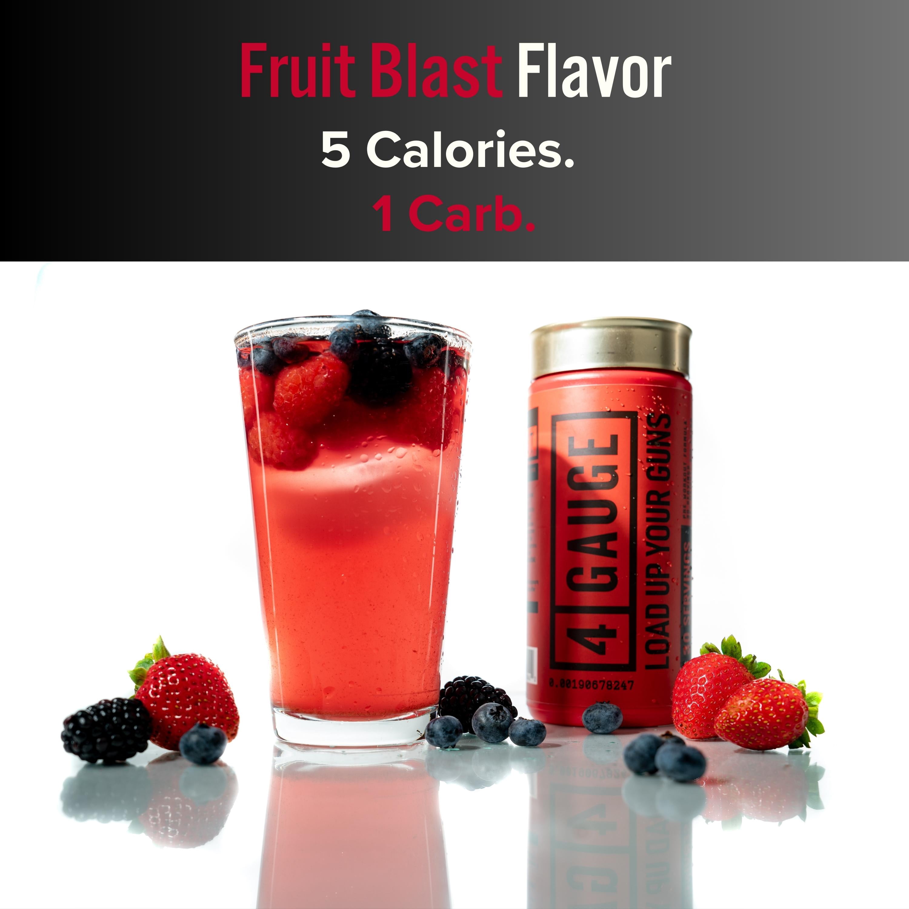 4 GAUGE Preworkout - Delicious, Smooth, Long Lasting Energy Without The Crash - No Artificial Sweeteners - Fruit Blast Flavor - 30 Servings - L-Citrulline Nitric Oxide Booster