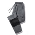 thumbnail image 3 of Mens Wide Leg Sweatpants Fleece Drawstring Elastic Waist Joggers with Zip Pockets Warm Winter Solid Color Workout Casual Lounge Pants, 3 of 5