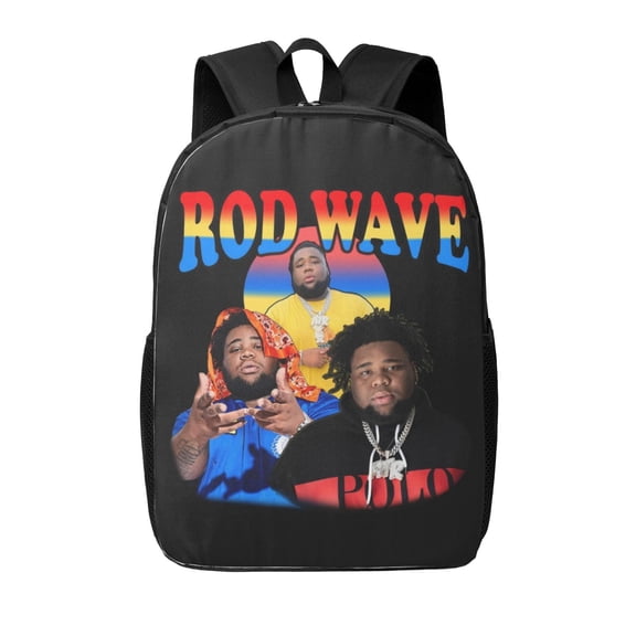 Rod Wave Backpack 17 Inches Casual Sports Bag Waterproof Travel Laptop Backpack Large Capacity School Bag