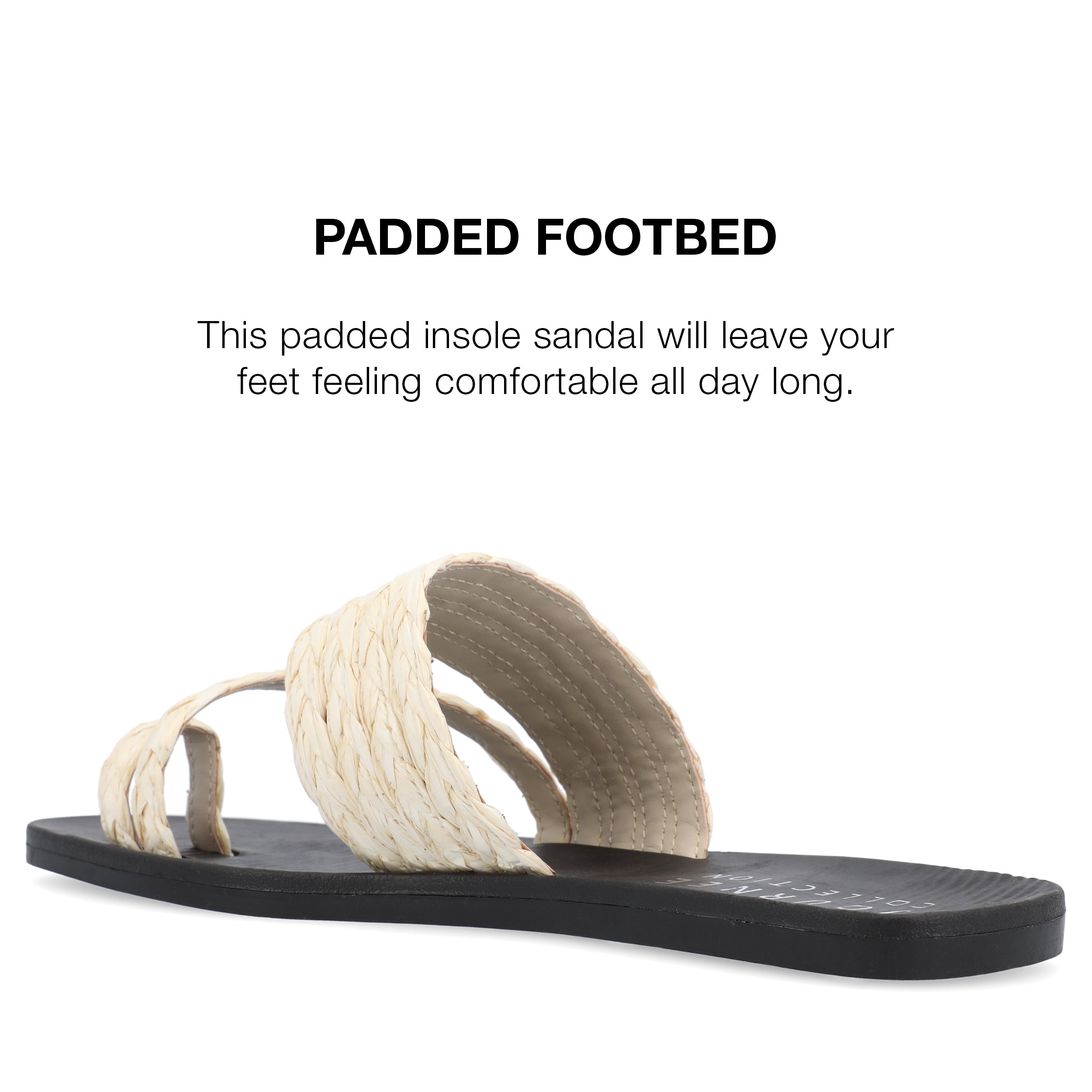 Journee Collection Womens Zindy Toe-Loop Flat Slide Sandals