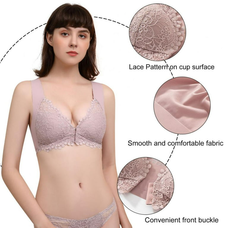 Easy to Wear Ladies Bras Front Closed Bra Lace Brassiere Wireless Sexy  Lingerie
