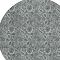 thumbnail image 4 of 8' Gray Silver And Charcoal Round Floral Washable Indoor Outdoor Area Rug, 4 of 5