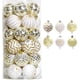 thumbnail image 4 of 30 Uds. Adornos de bolas de Navidad, adornos colgantes de boda festivos inastillables pintados en oro y blanco de 60MM decoración de árbol de Navidad brillar Electrónica, 4 of 5