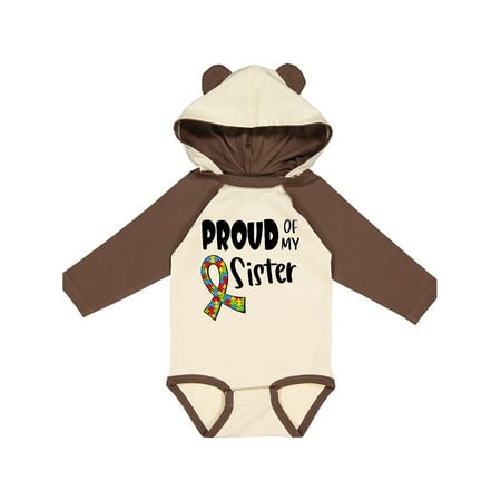 

Inktastic Proud of my Sister Autism Awareness Puzzle Piece Ribbon Gift Baby Boy or Baby Girl Long Sleeve Bodysuit