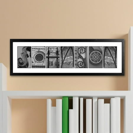 - Personalized Architectural Elements Alphabet - Black and White Family Name Sign