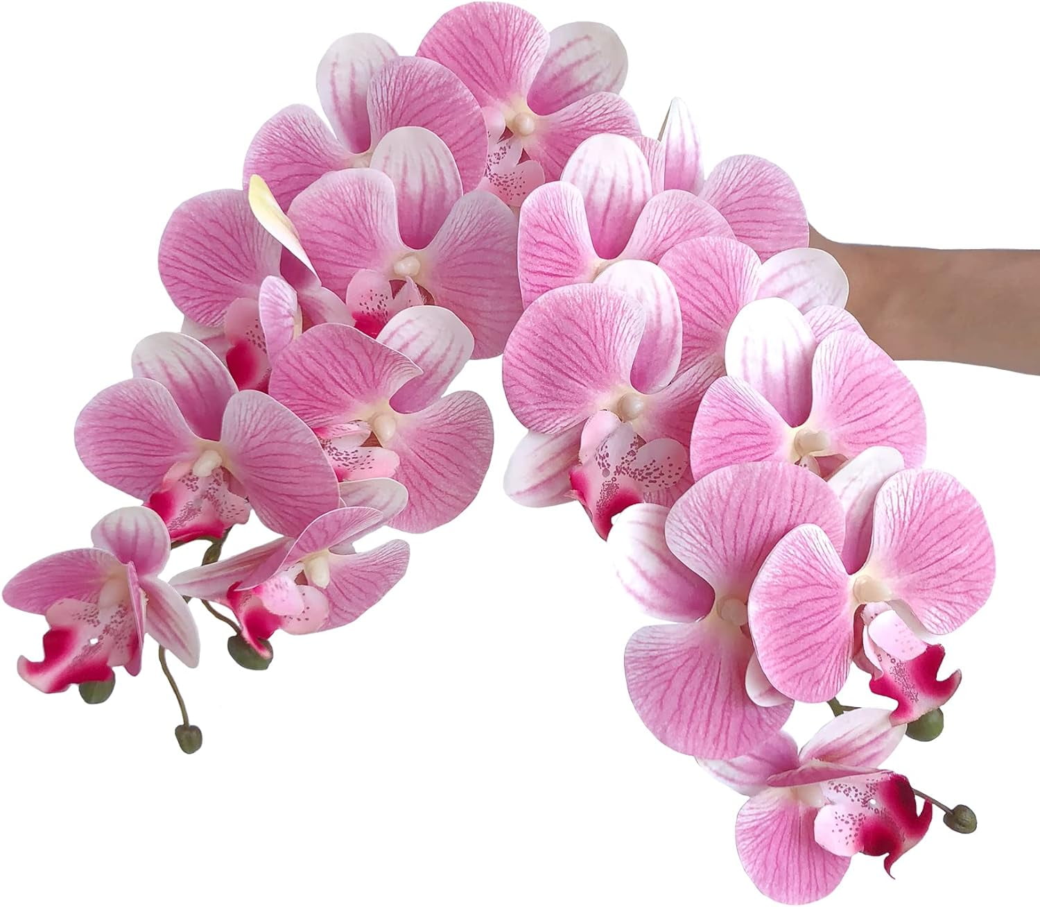 3Artificial Phalaenopsis Flowers with Leaves Artificial Orchid Flowers Stem Plants Fake Butterfly Phalaenopsis Flowers for Home Wedding Party Décor (Yellow)