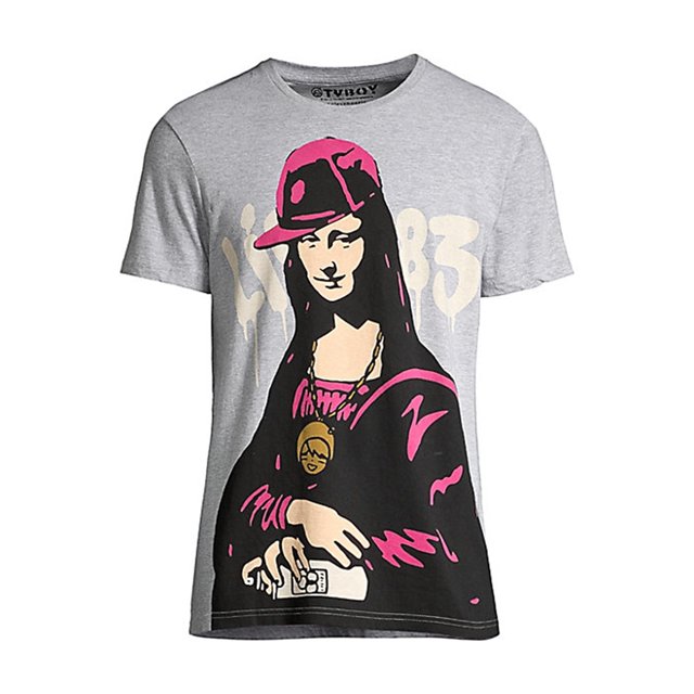 Elevenparis Hombre Lisaffiti Camiseta gráfica gris L