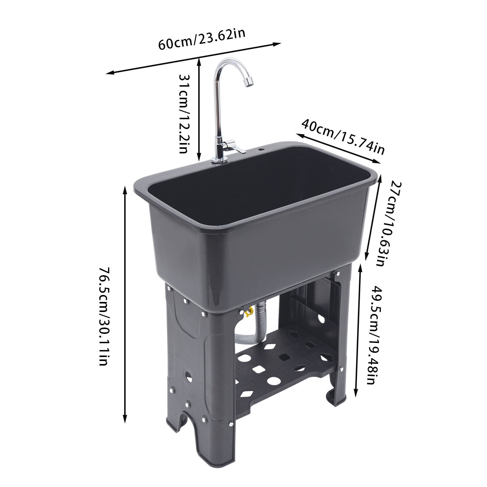 PEAKORA30.11" H Utility Sink Laundry Tub Freestanding with 360° Stainless Steel Faucet