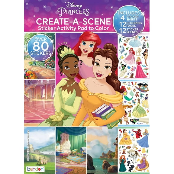 Disney Princess Create-A-Scene Over 80 Stickers Disney Princess Activity Pad to Color