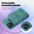 thumbnail image 5 of Crossbody Wallet Case for iPhone 15, Zipper Pocket Case with Card Holder, PU Leather Protective Cover Case with Kickstand Detachable Wrist Strap Lanyard for 6.1", Green, 5 of 8