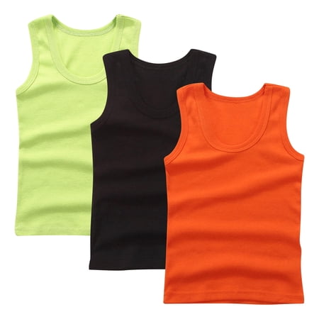 ZACPNCV 3PC Girls Tank Tops Cotton Sleeveless Undershirt Tank Tops Basic Shirts for Girls Kids Dancewear Olive Green 11-12 Years