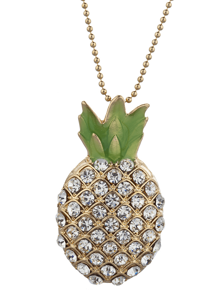 Lux Accessories Goldtone Pineapple Tropical Fruit Charm Pendant Necklace