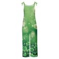 thumbnail image 6 of lcziwo 2025 Summer Jumpsuits for Women Cotton Linen One Piece Pants St. Patrick's Day Sleeveless Straps Overalls Novelty Irish Clover Graphic Print Rompers Green M, 6 of 6