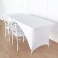 thumbnail image 3 of Balsa Circle 6 Feet White Fitted Spandex Tablecloth Open Back Rectangle Table Cover Event, 3 of 8